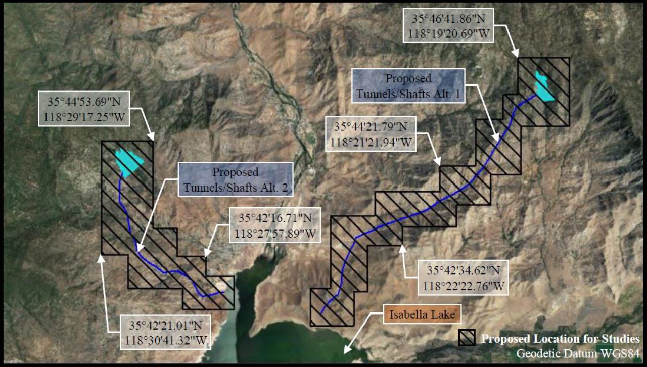 Study Location for the proposed alt 1 and 2 - Isabella